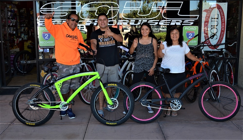 A family with their new bikes